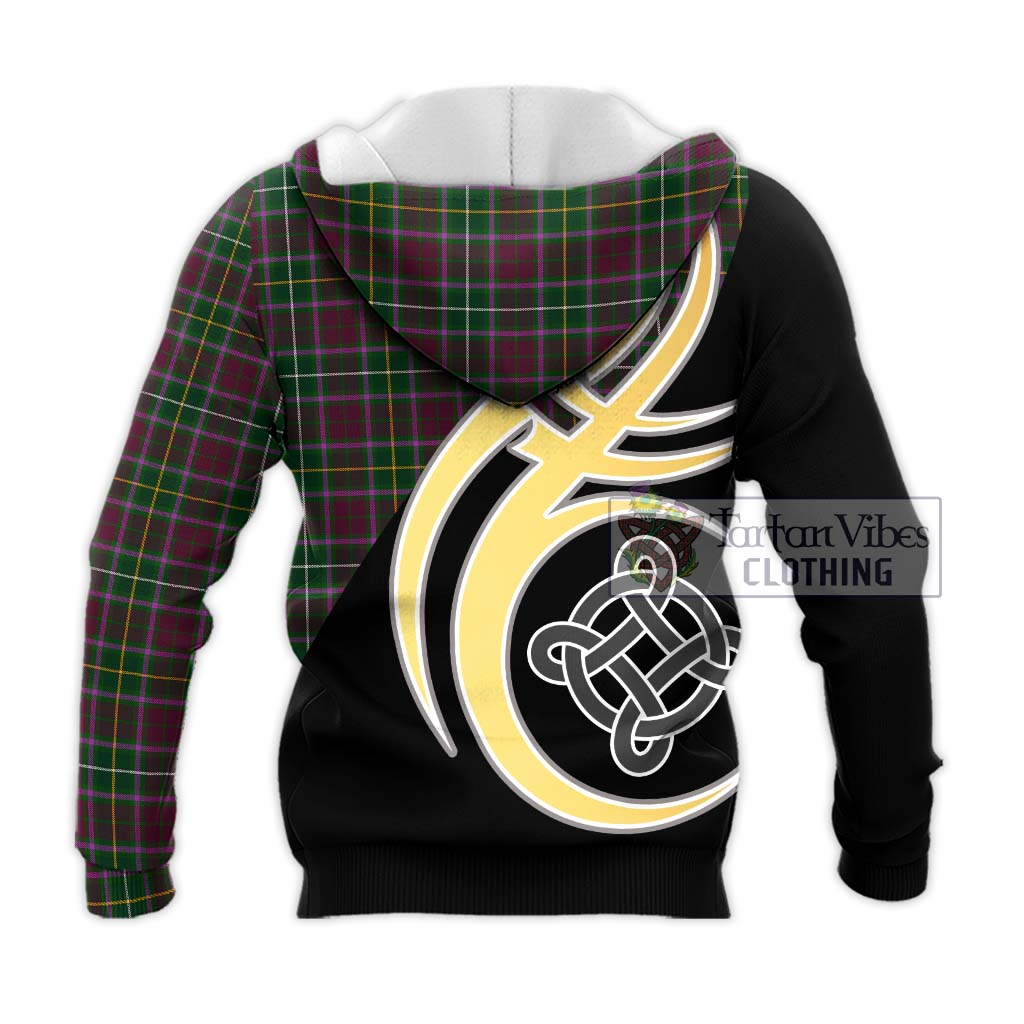 Tartan Vibes Clothing Crosbie Tartan Knitted Hoodie with Family Crest and Celtic Symbol Style