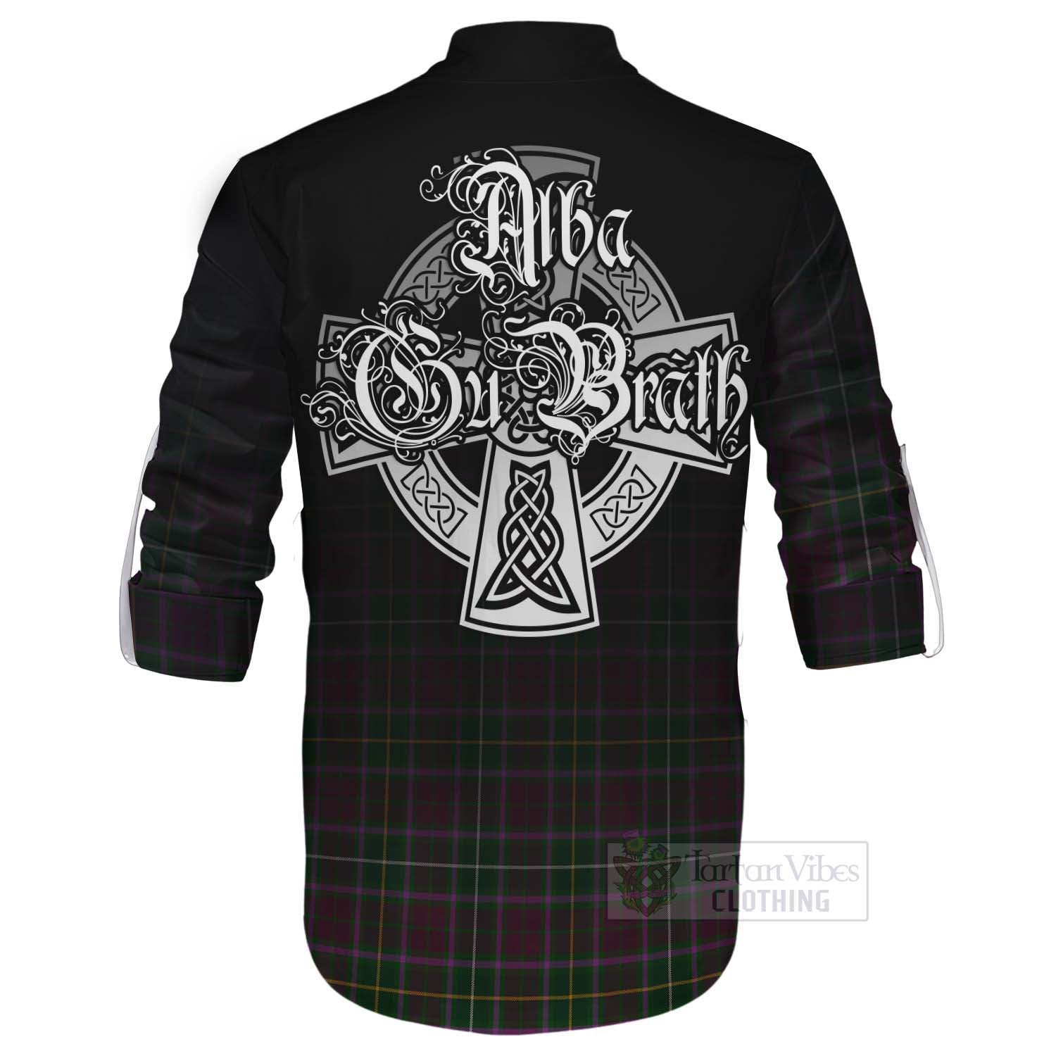 Tartan Vibes Clothing Crosbie Tartan Ghillie Kilt Shirt Featuring Alba Gu Brath Family Crest Celtic Inspired