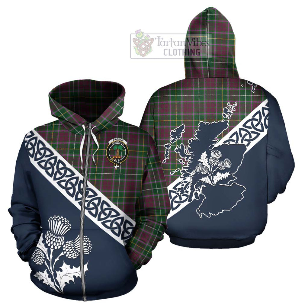 Tartan Vibes Clothing Crosbie Tartan Hoodie Featuring Thistle and Scotland Map