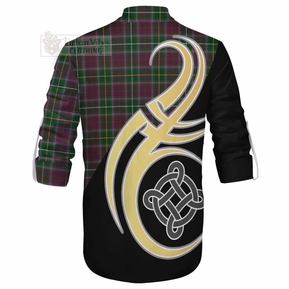 Tartan Vibes Clothing Crosbie Tartan Ghillie Kilt Shirt with Family Crest and Celtic Symbol Style