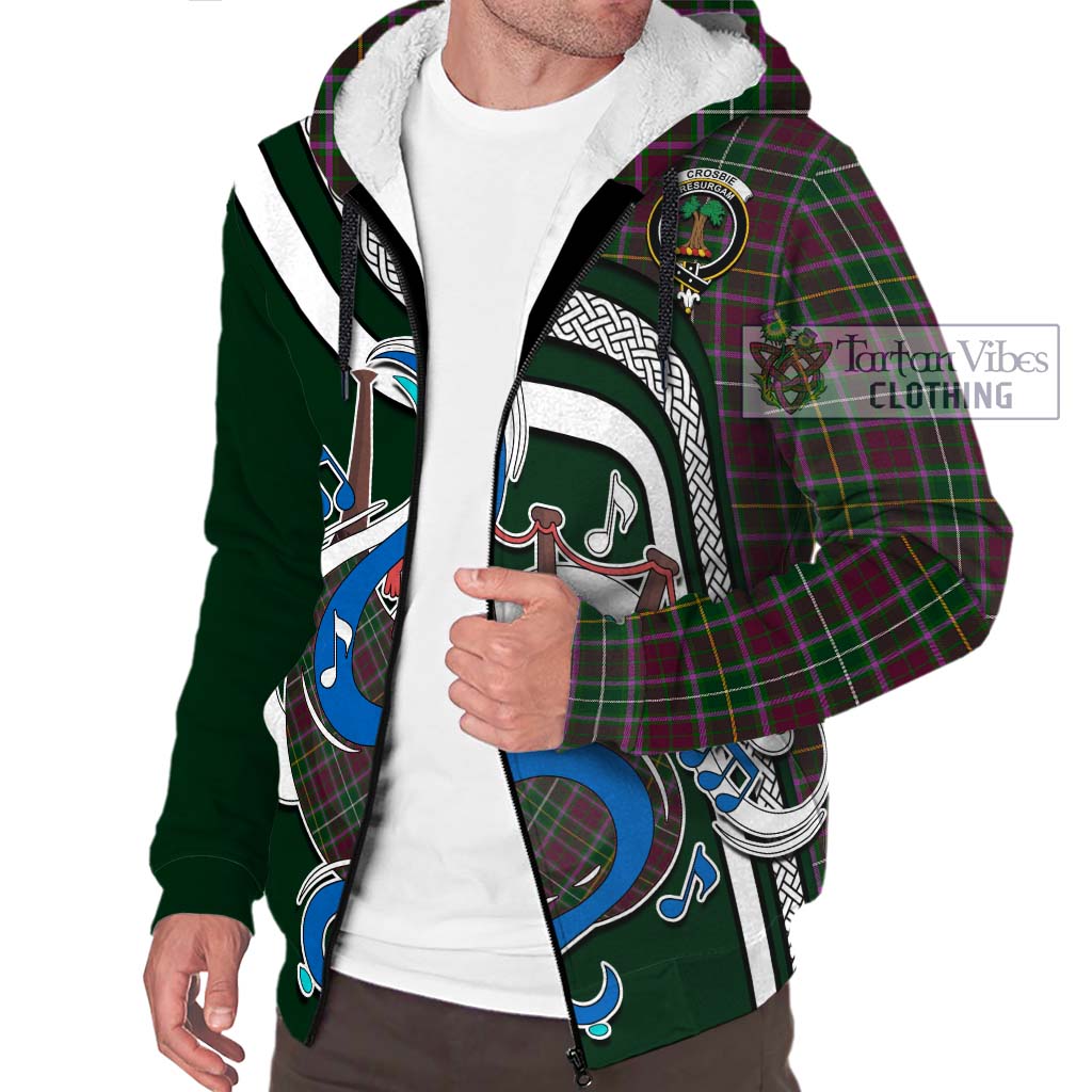 Tartan Vibes Clothing Crosbie Tartan Sherpa Hoodie with Epic Bagpipe Style