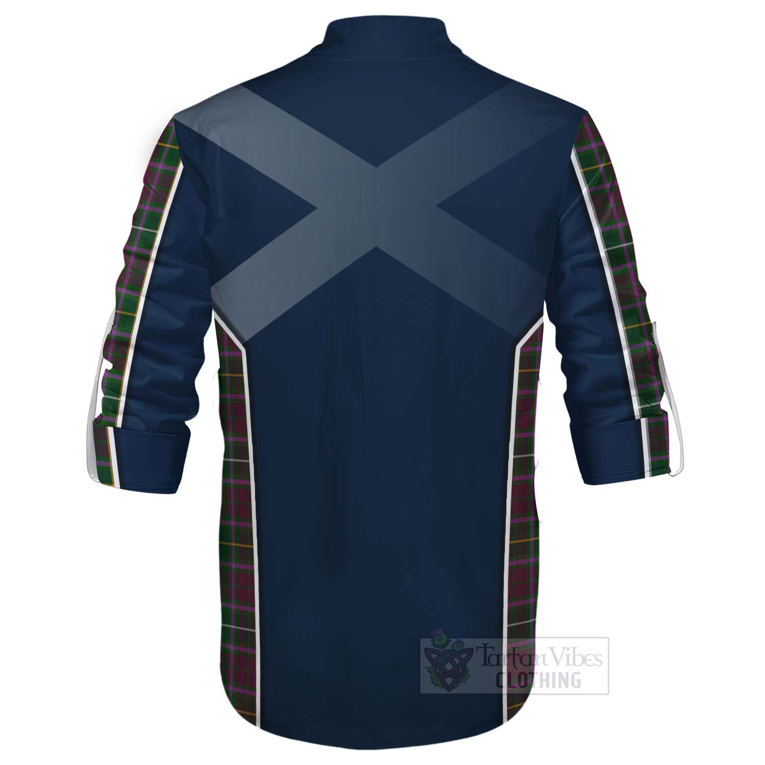 Tartan Vibes Clothing Crosbie Tartan Ghillie Kilt Shirt with Family Crest and Scottish Thistle Vibes Sport Style