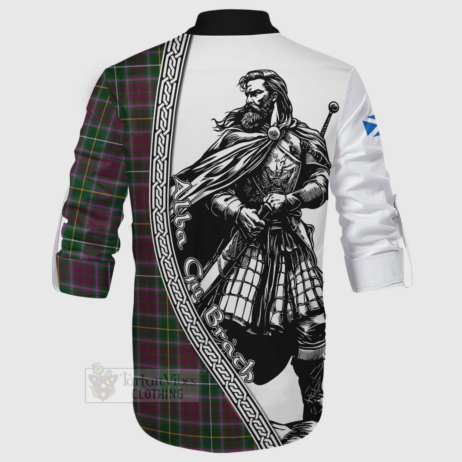 Tartan Vibes Clothing Crosbie Tartan Clan Crest Ghillie Kilt Shirt with Highlander Warrior Celtic Style