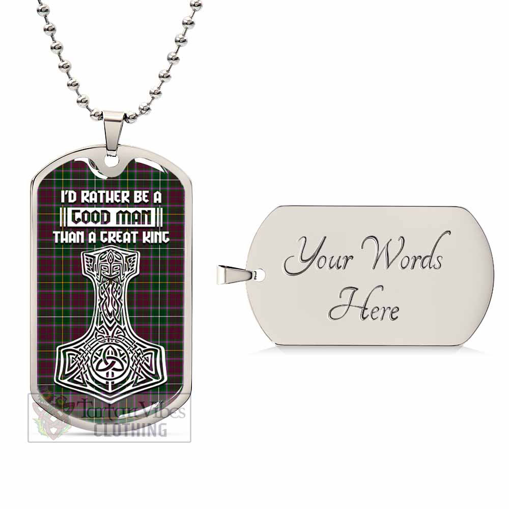 Tartan Vibes Clothing Crosbie Tartan Dog Tag Necklace Viking Mjolnir Style