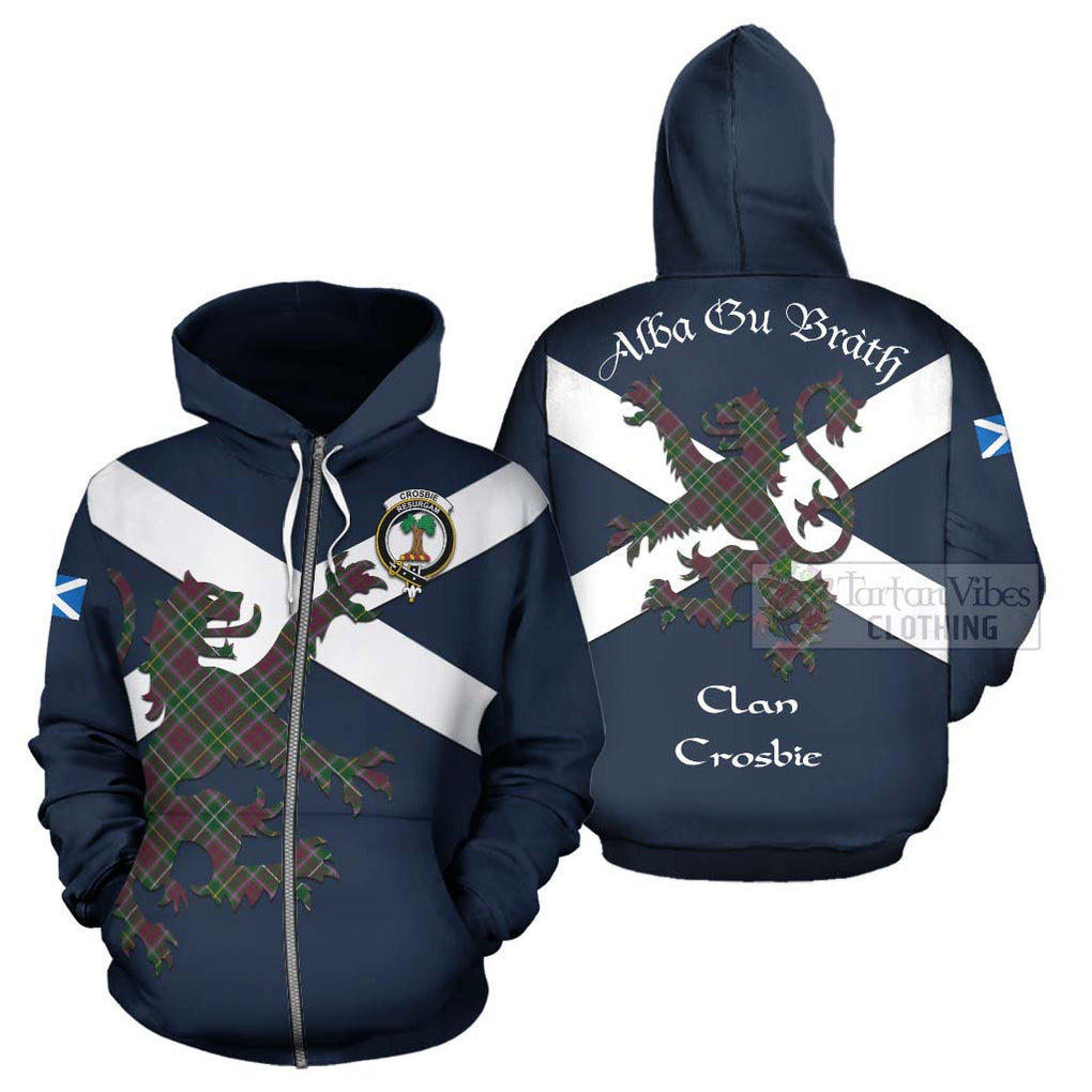 Tartan Vibes Clothing Crosbie Tartan Lion Rampant Hoodie – Proudly Display Your Heritage with Alba Gu Brath and Clan Name