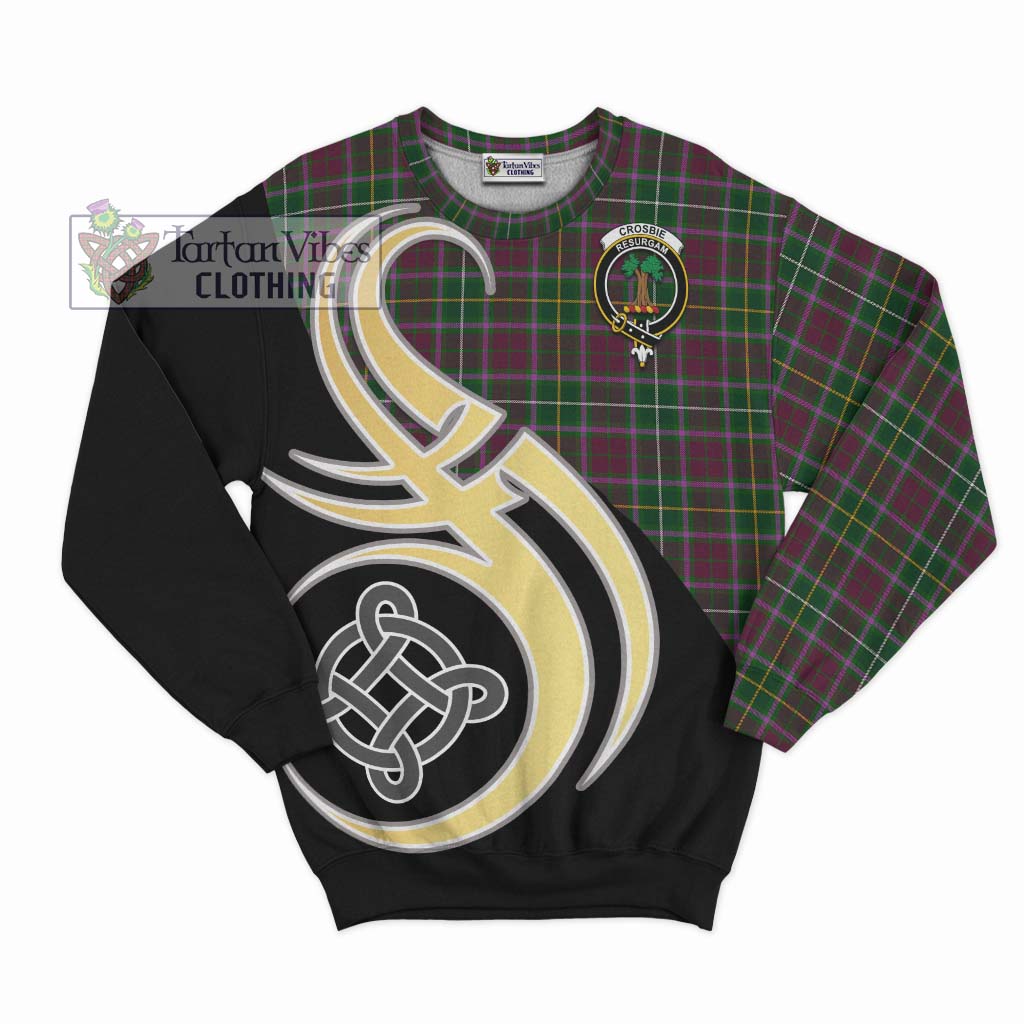 Tartan Vibes Clothing Crosbie Tartan Sweatshirt with Family Crest and Celtic Symbol Style