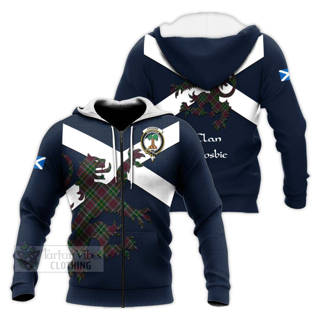 Tartan Vibes Clothing Crosbie Tartan Lion Rampant Knitted Hoodie – Proudly Display Your Heritage with Alba Gu Brath and Clan Name