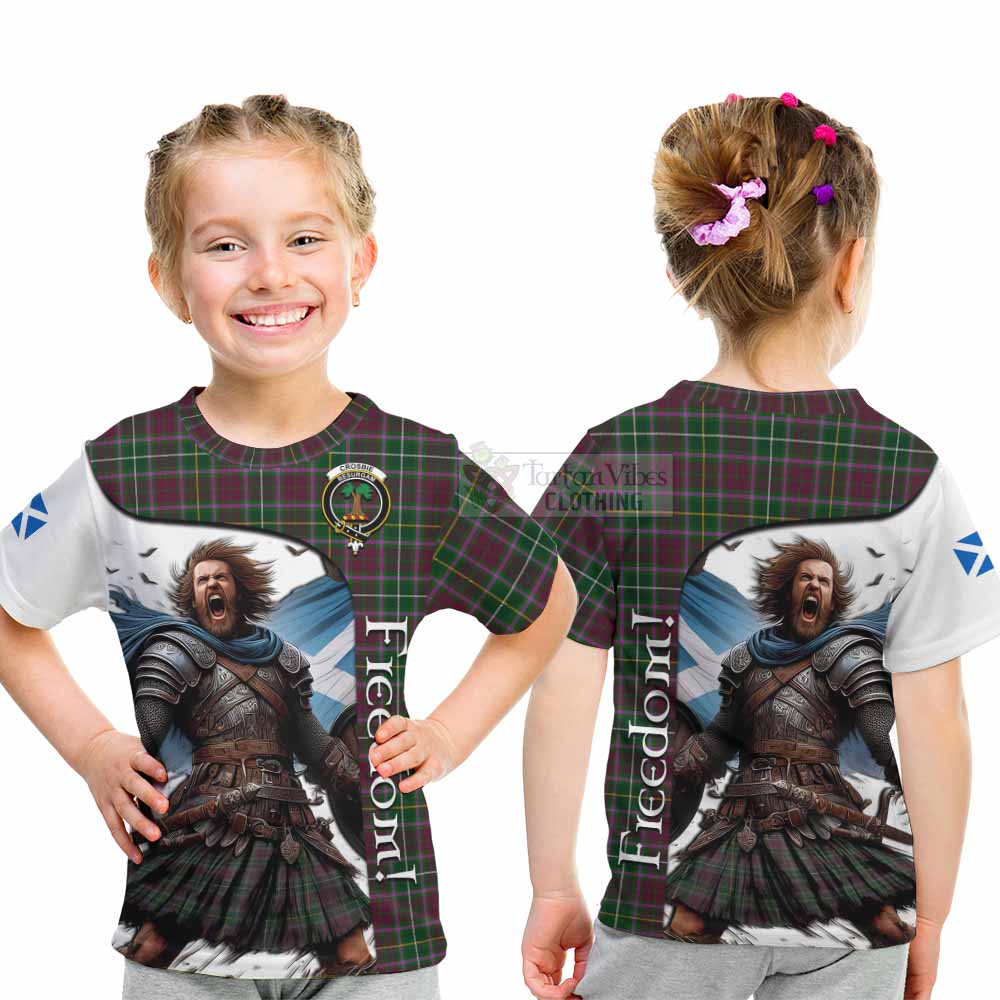 Tartan Vibes Clothing Crosbie Crest Tartan Kid T-Shirt Inspired by the Freedom of Scottish Warrior