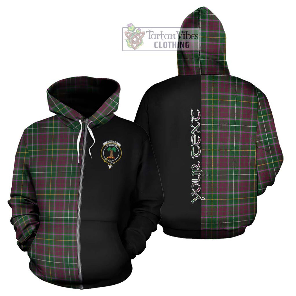 Crosbie Tartan Hoodie with Family Crest and Half Of Me Style - Tartanvibesclothing Shop