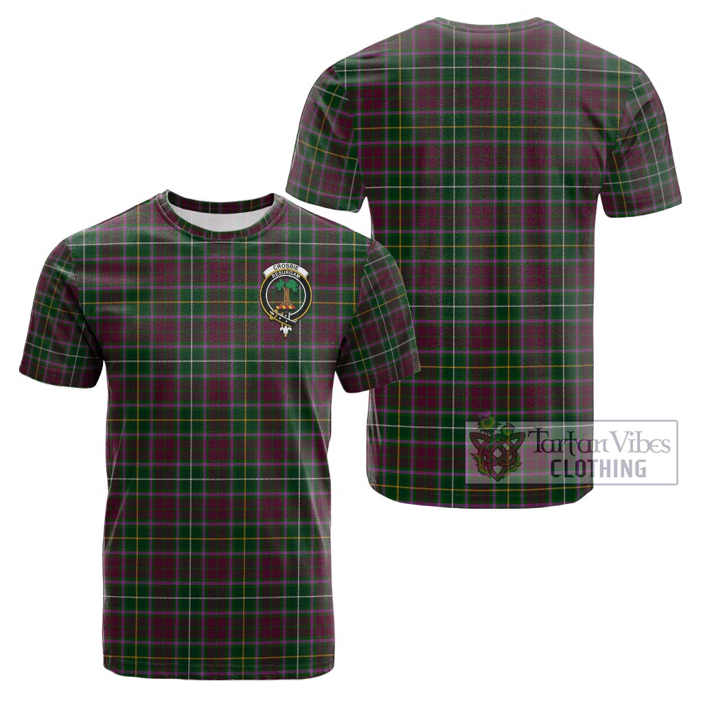 Tartan Vibes Clothing Crosbie Tartan Cotton T-Shirt with Family Crest