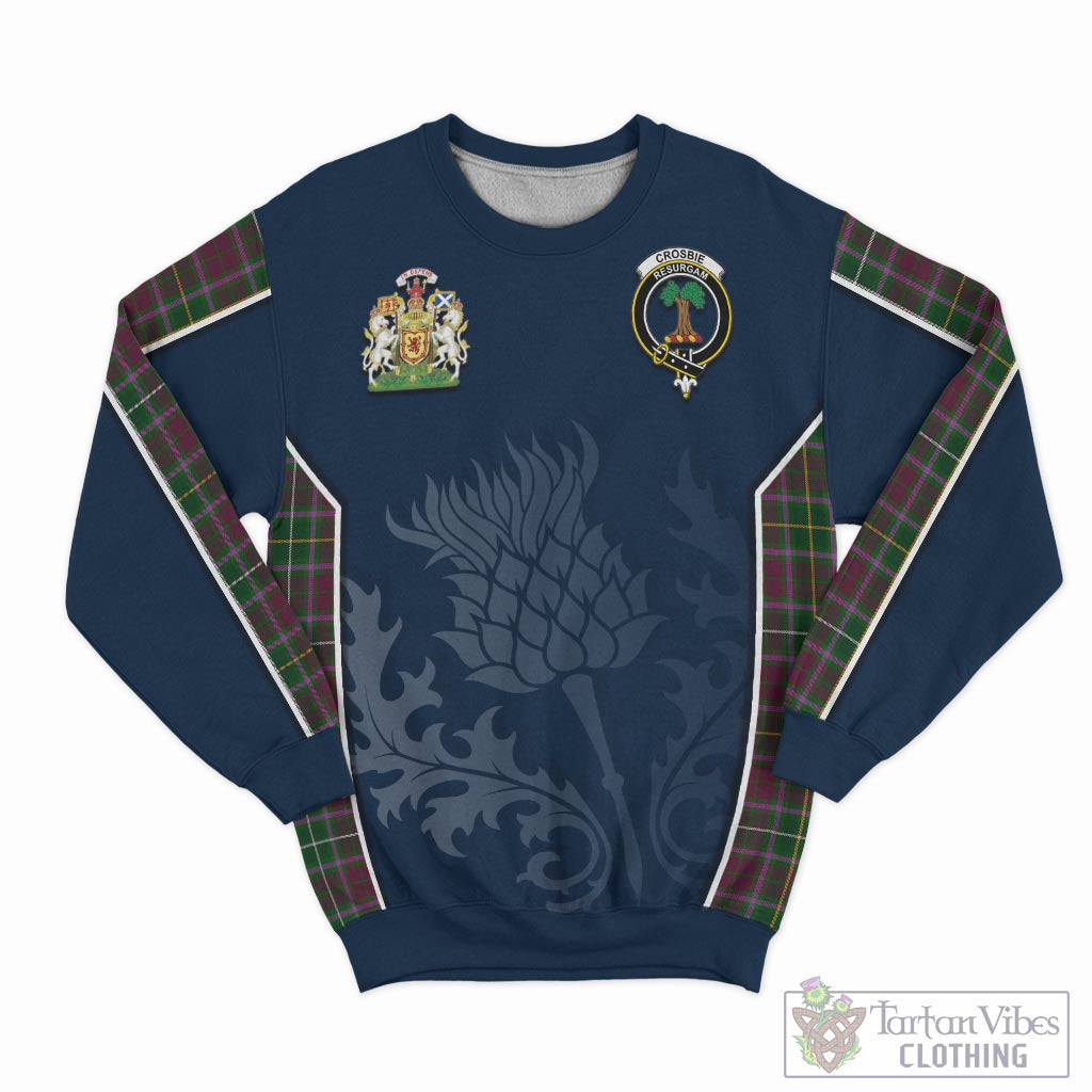 Tartan Vibes Clothing Crosbie Tartan Sweatshirt with Family Crest and Scottish Thistle Vibes Sport Style