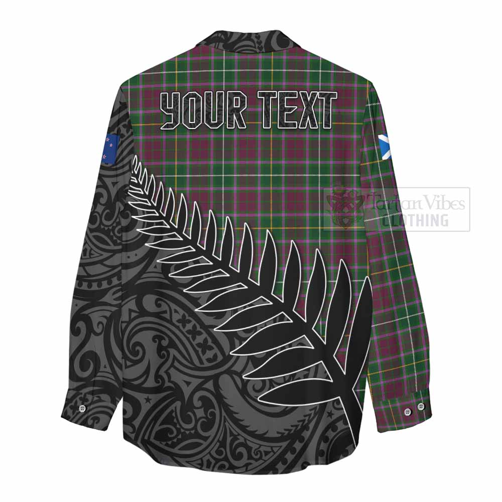 Tartan Vibes Clothing Crosbie Crest Tartan Women's Casual Shirt with New Zealand Silver Fern Half Style