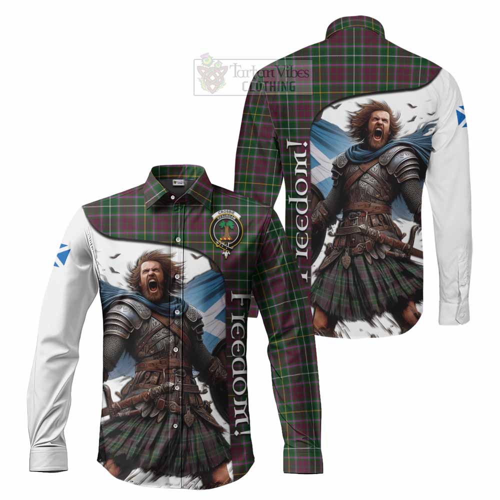 Tartan Vibes Clothing Crosbie Crest Tartan Long Sleeve Button Shirt Inspired by the Freedom of Scottish Warrior