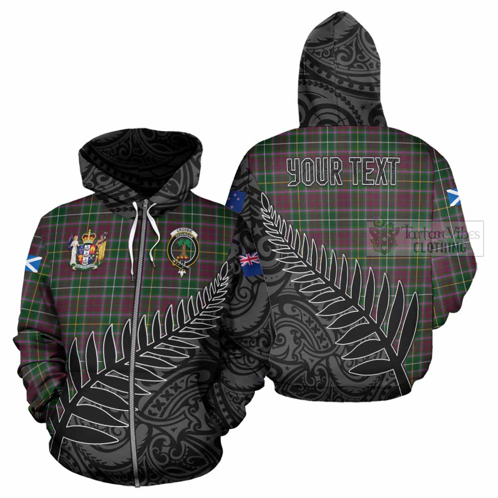 Tartan Vibes Clothing Crosbie Crest Tartan Hoodie with New Zealand Silver Fern Half Style