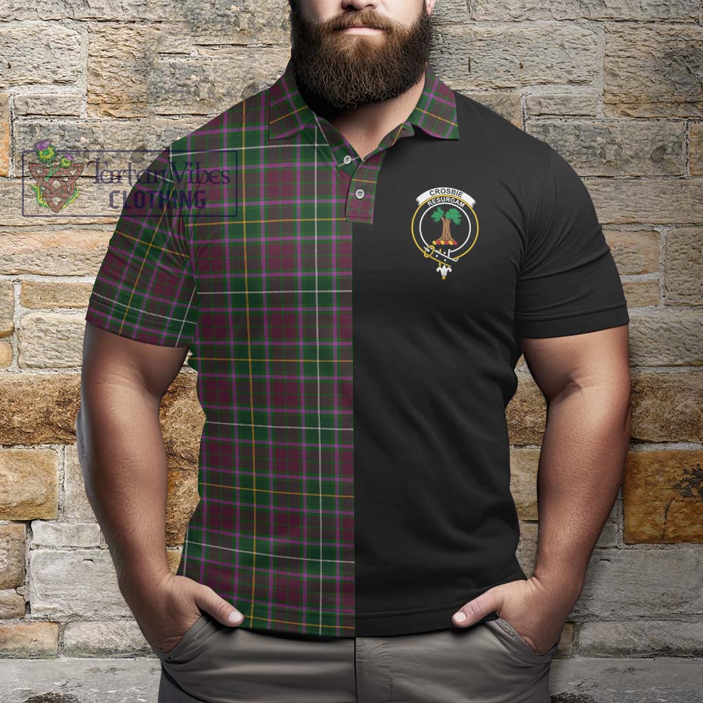 Tartan Vibes Clothing Crosbie Tartan Polo Shirt with Family Crest and Half Of Me Style