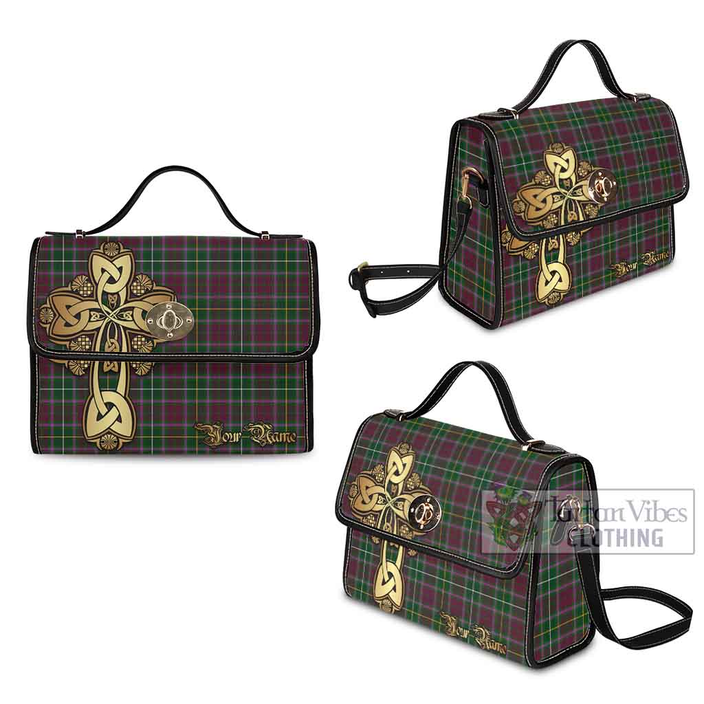 Tartan Vibes Clothing Crosbie Tartan Waterproof Canvas Bag Golden Thistle Celtic Cross Style