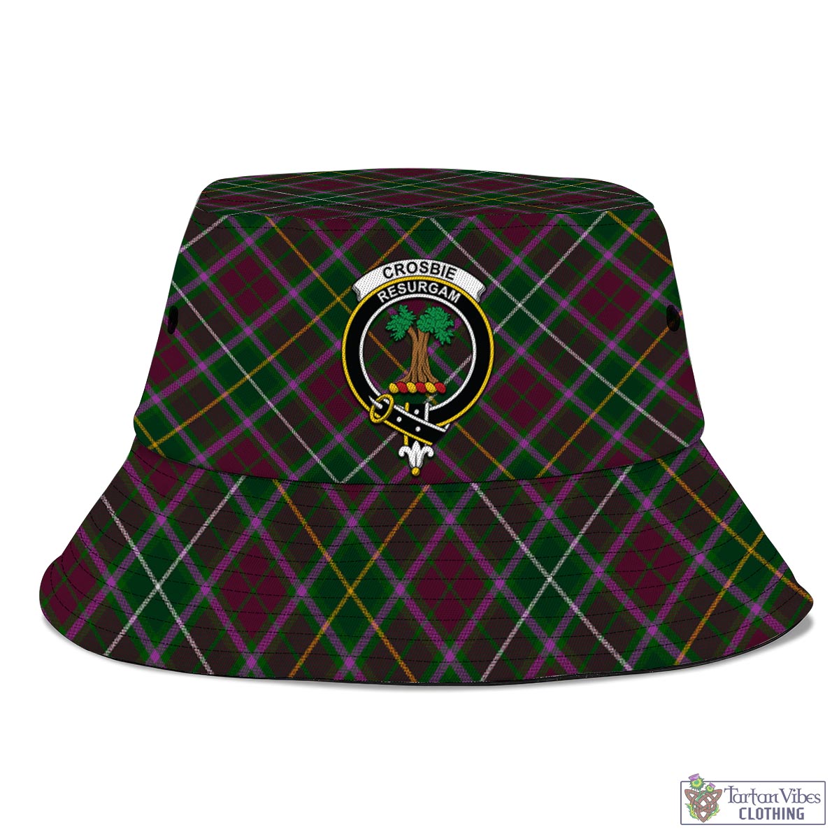 Tartan Vibes Clothing Crosbie Tartan Bucket Hat with Family Crest