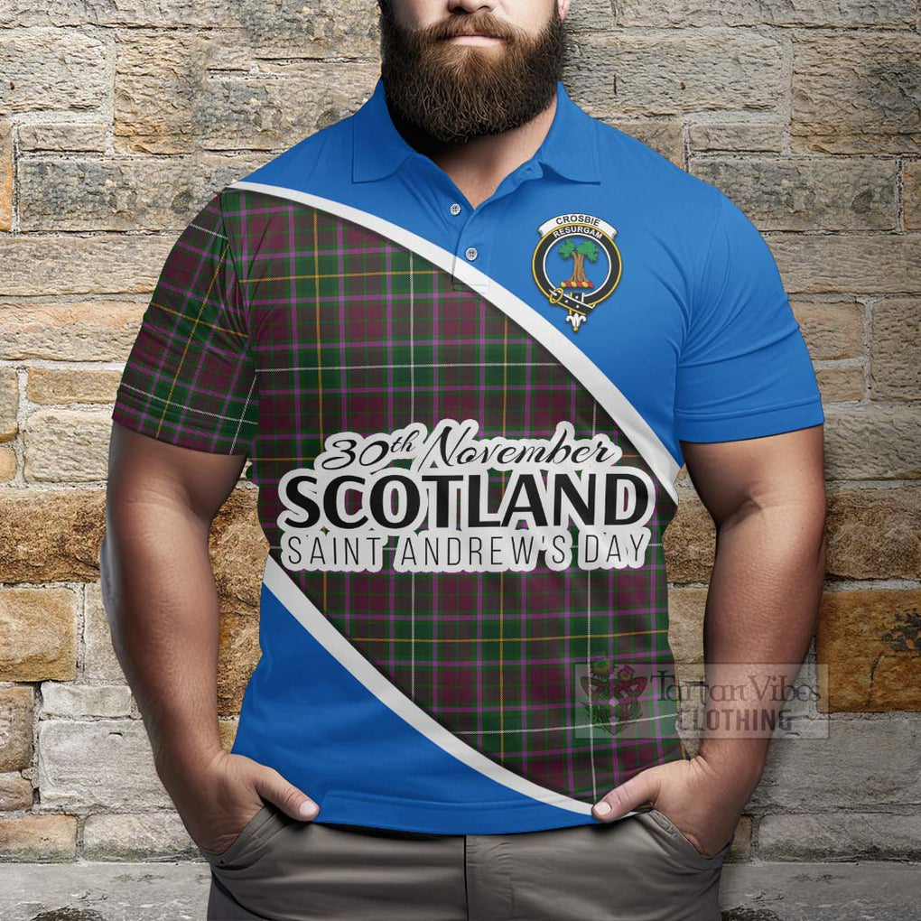 Tartan Vibes Clothing Crosbie Family Crest Tartan Polo Shirt Celebrate Saint Andrew's Day in Style