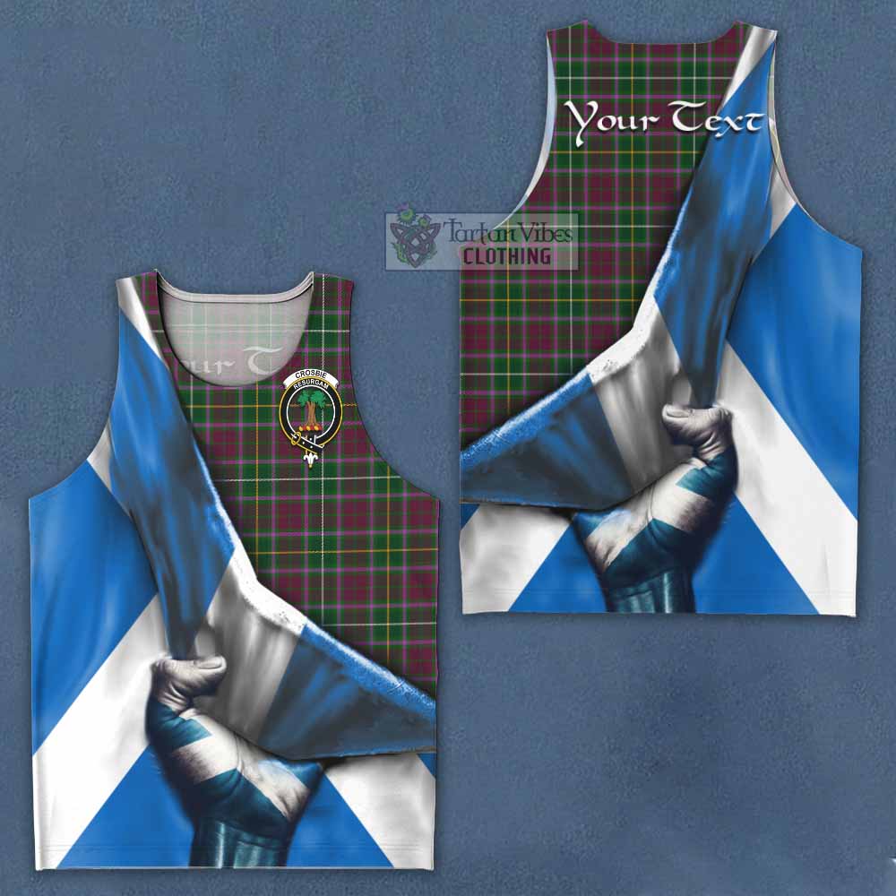 Tartan Vibes Clothing Crosbie Tartan Men's Tank Top with Family Crest Scotland Patriotic Style