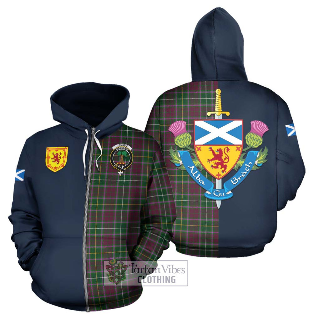 Tartan Vibes Clothing Crosbie Tartan Hoodie with Scottish Lion Royal Arm Half Style