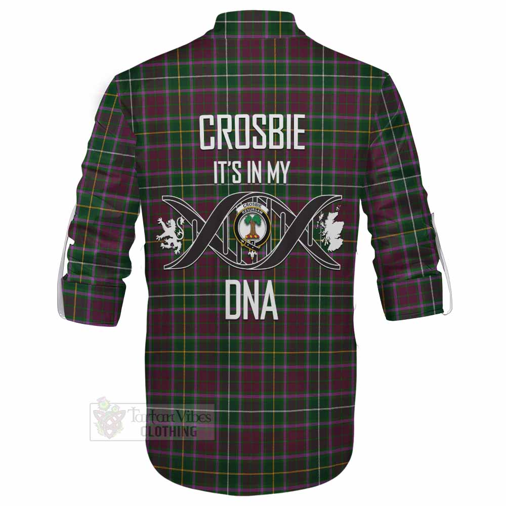 Tartan Vibes Clothing Crosbie Tartan Ghillie Kilt Shirt with Family Crest DNA In Me Style