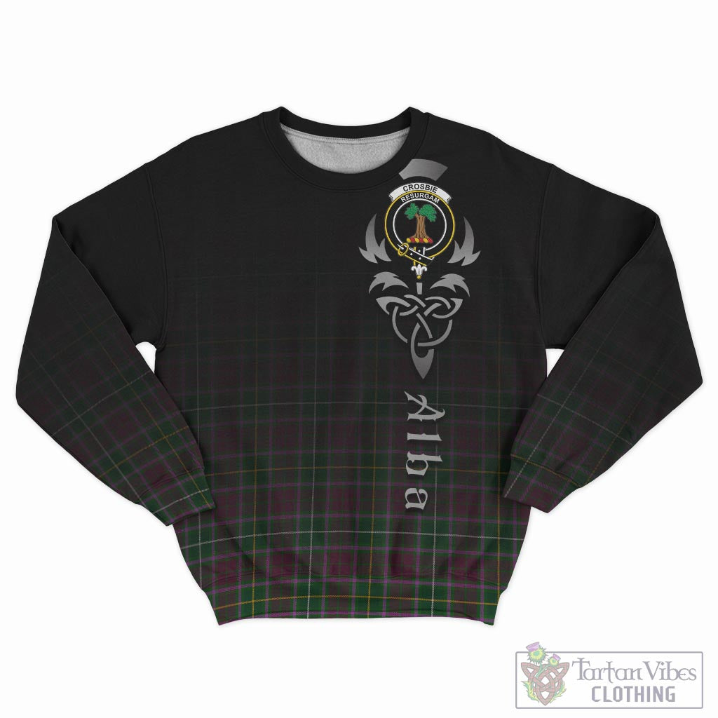 Tartan Vibes Clothing Crosbie Tartan Sweatshirt Featuring Alba Gu Brath Family Crest Celtic Inspired