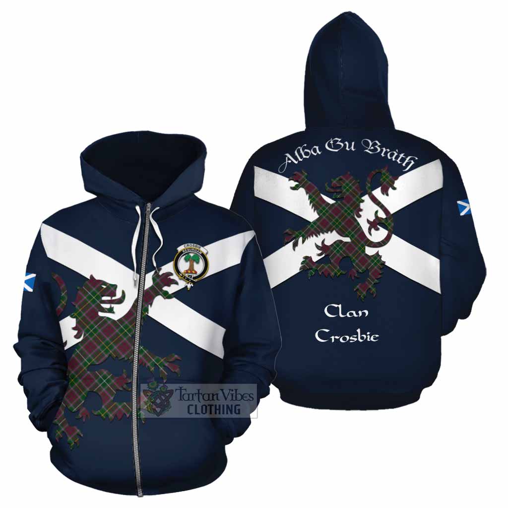 Tartan Vibes Clothing Crosbie Tartan Lion Rampant Cotton Hoodie Proudly Display Your Heritage with Alba Gu Brath and Clan Name