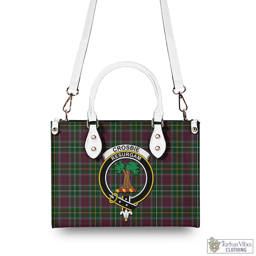 Tartan Vibes Clothing Crosbie Tartan Luxury Leather Handbags with Family Crest