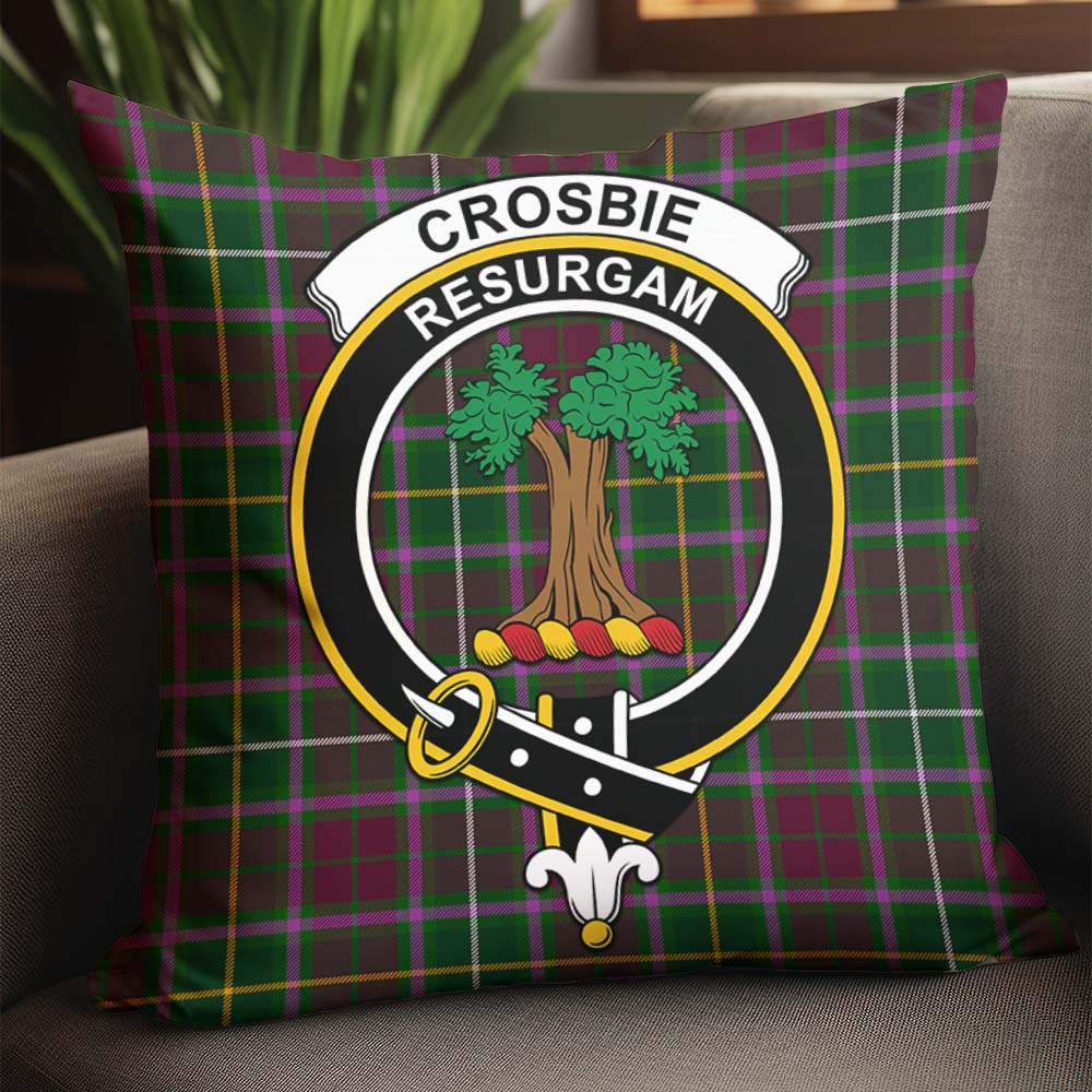 Crosbie Tartan Pillow Cover with Family Crest - Tartanvibesclothing