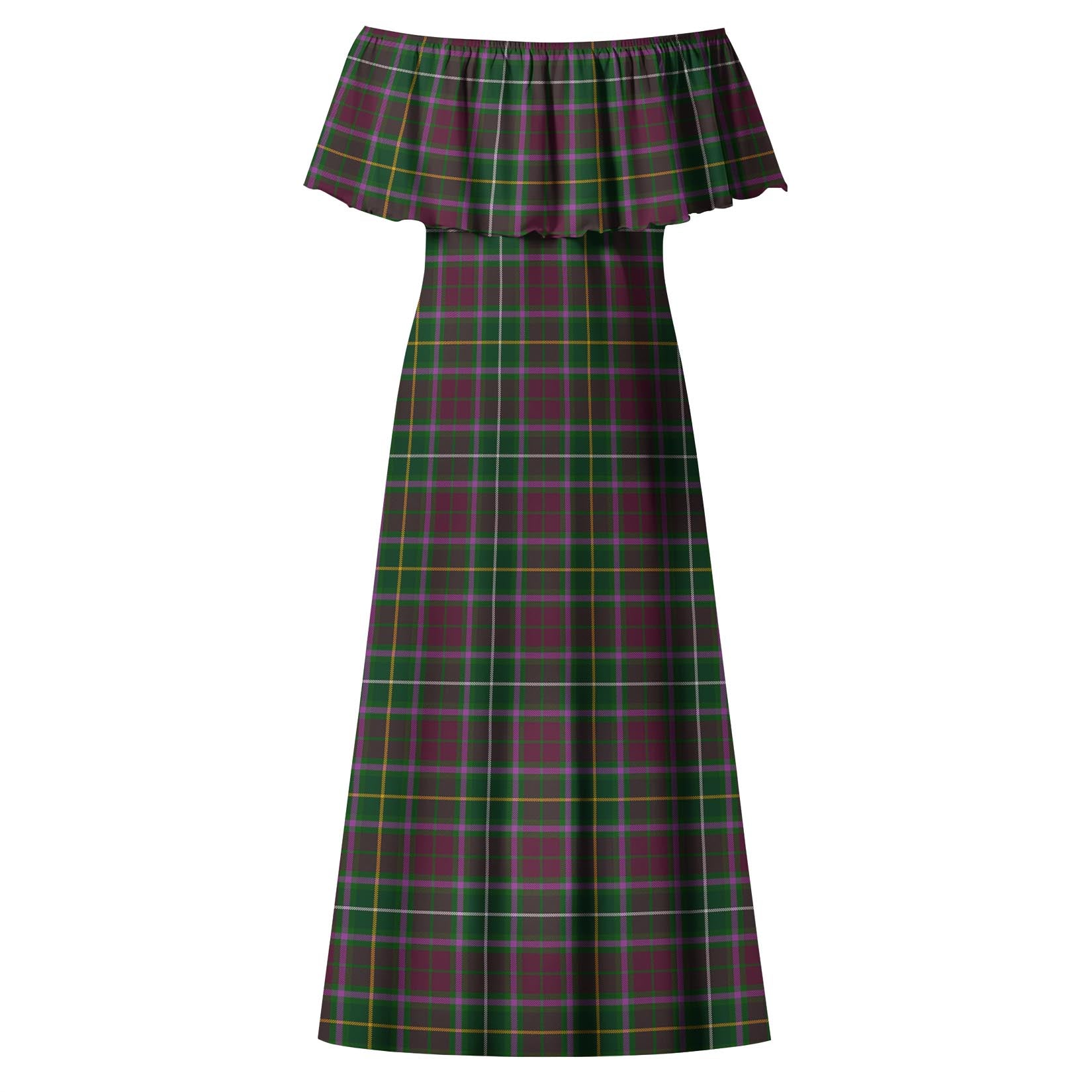 Crosbie Tartan Off Shoulder Long Dress - Tartanvibesclothing