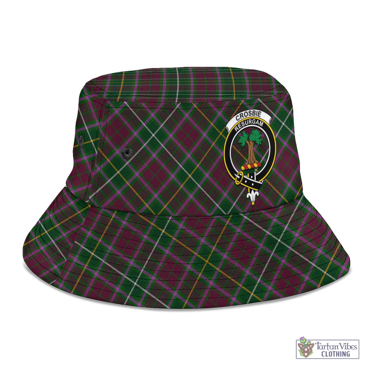 Tartan Vibes Clothing Crosbie Tartan Bucket Hat with Family Crest