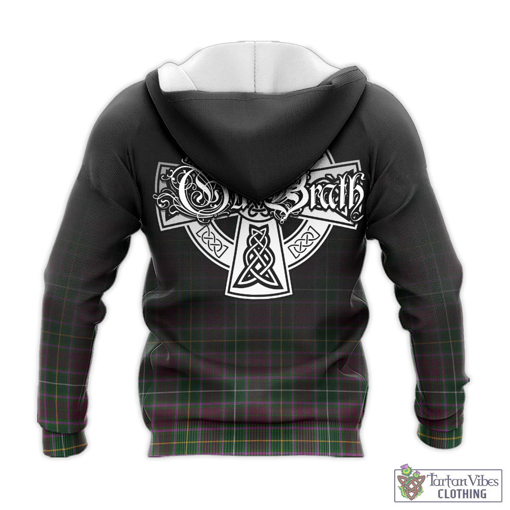 Tartan Vibes Clothing Crosbie Tartan Knitted Hoodie Featuring Alba Gu Brath Family Crest Celtic Inspired