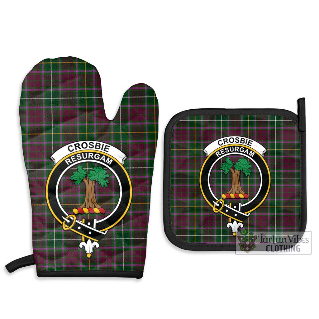 Tartan Vibes Clothing Crosbie Tartan Combo Oven Mitt & Pot-Holder with Family Crest