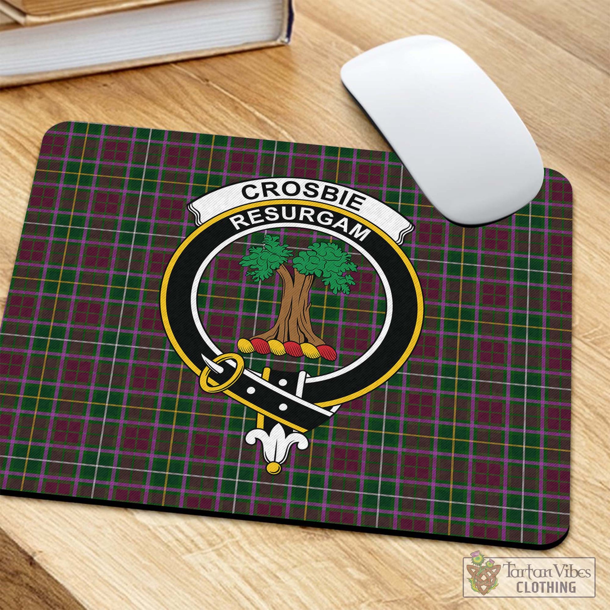 Tartan Vibes Clothing Crosbie Tartan Mouse Pad with Family Crest