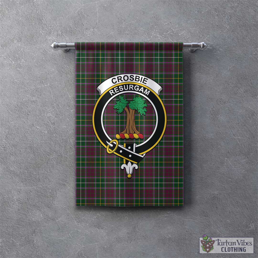 Tartan Vibes Clothing Crosbie Tartan Gonfalon, Tartan Banner with Family Crest