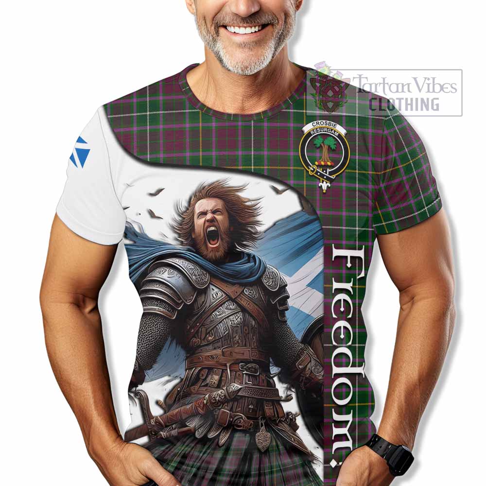 Crosbie Crest Tartan T-Shirt Inspired by the Freedom of Scottish Warrior