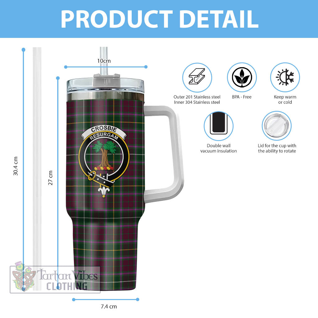 Tartan Vibes Clothing Crosbie Tartan and Family Crest Tumbler with Handle