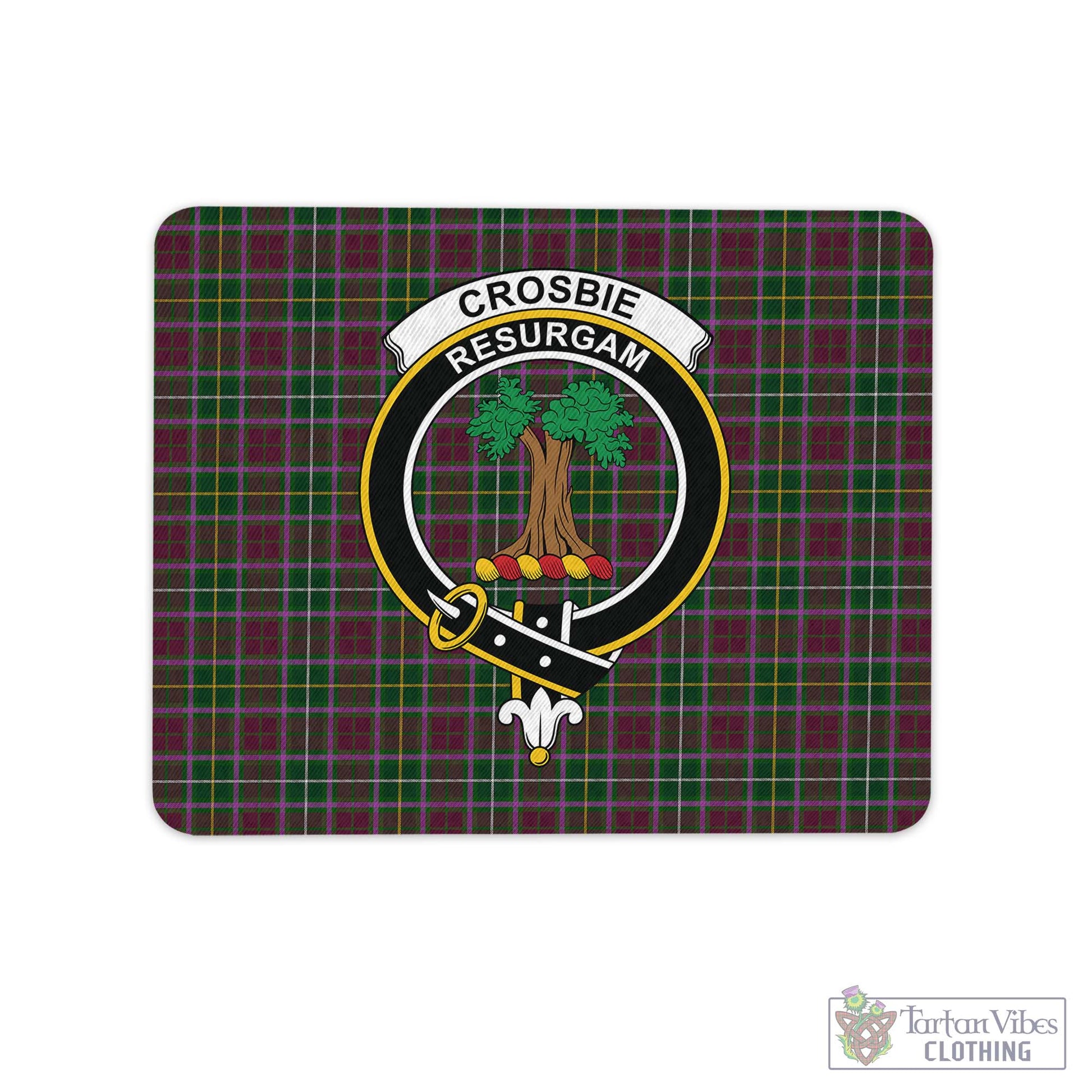 Tartan Vibes Clothing Crosbie Tartan Mouse Pad with Family Crest