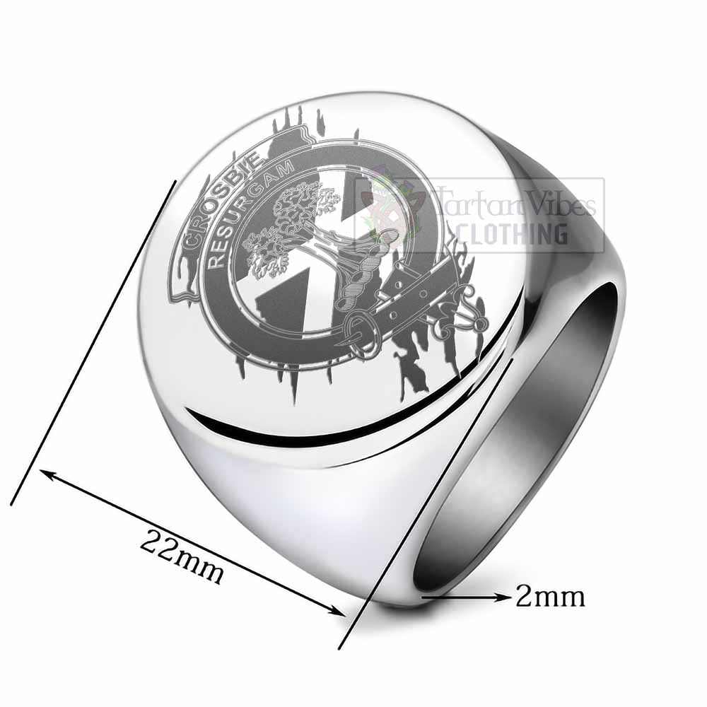 Tartan Vibes Clothing Crosbie Clan Crest Engraved Ring Scotland In Me Style