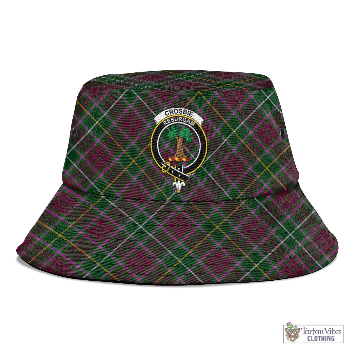 Tartan Vibes Clothing Crosbie Tartan Bucket Hat with Family Crest