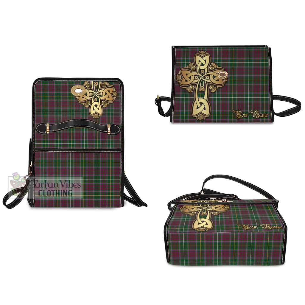 Tartan Vibes Clothing Crosbie Tartan Waterproof Canvas Bag Golden Thistle Celtic Cross Style