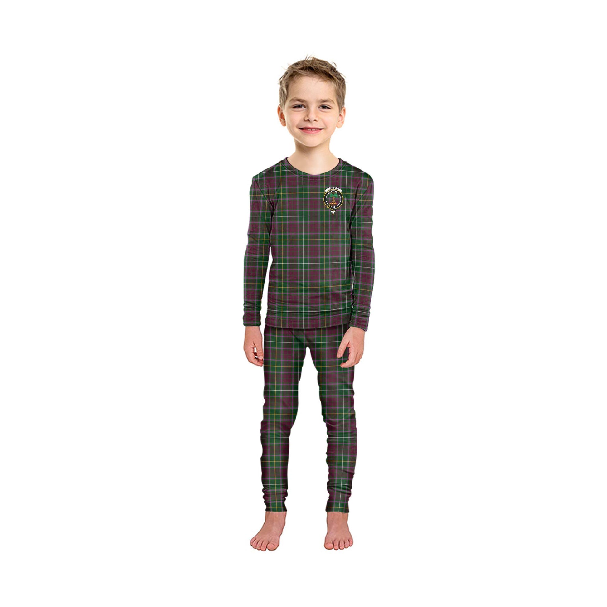 Crosbie Tartan Pajamas Family Set with Family Crest - Tartanvibesclothing