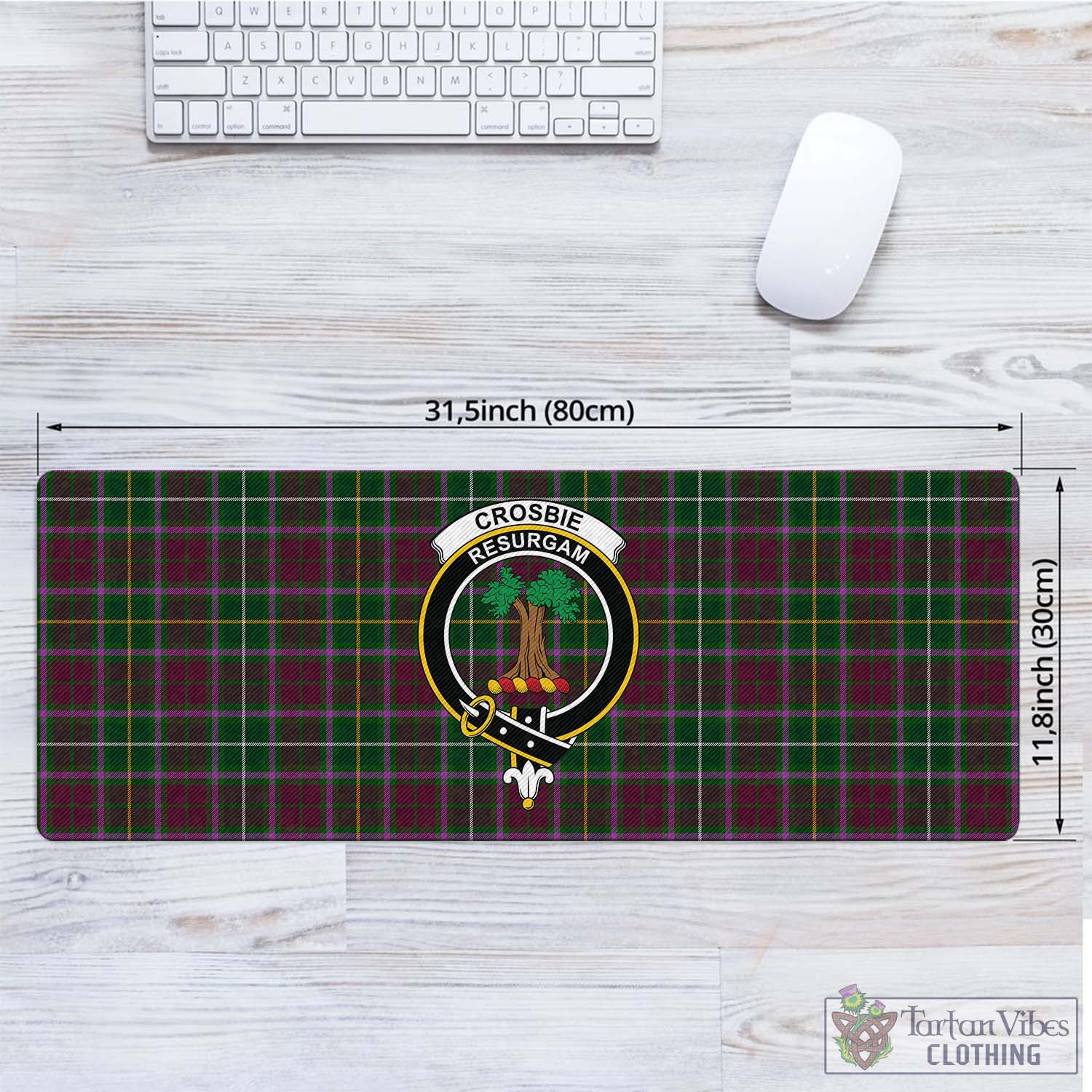 Tartan Vibes Clothing Crosbie Tartan Mouse Pad with Family Crest