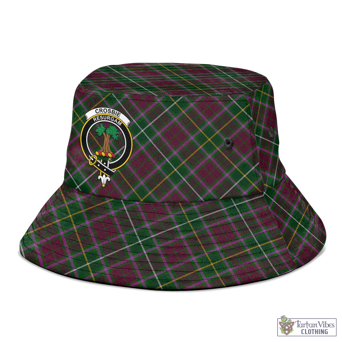 Tartan Vibes Clothing Crosbie Tartan Bucket Hat with Family Crest