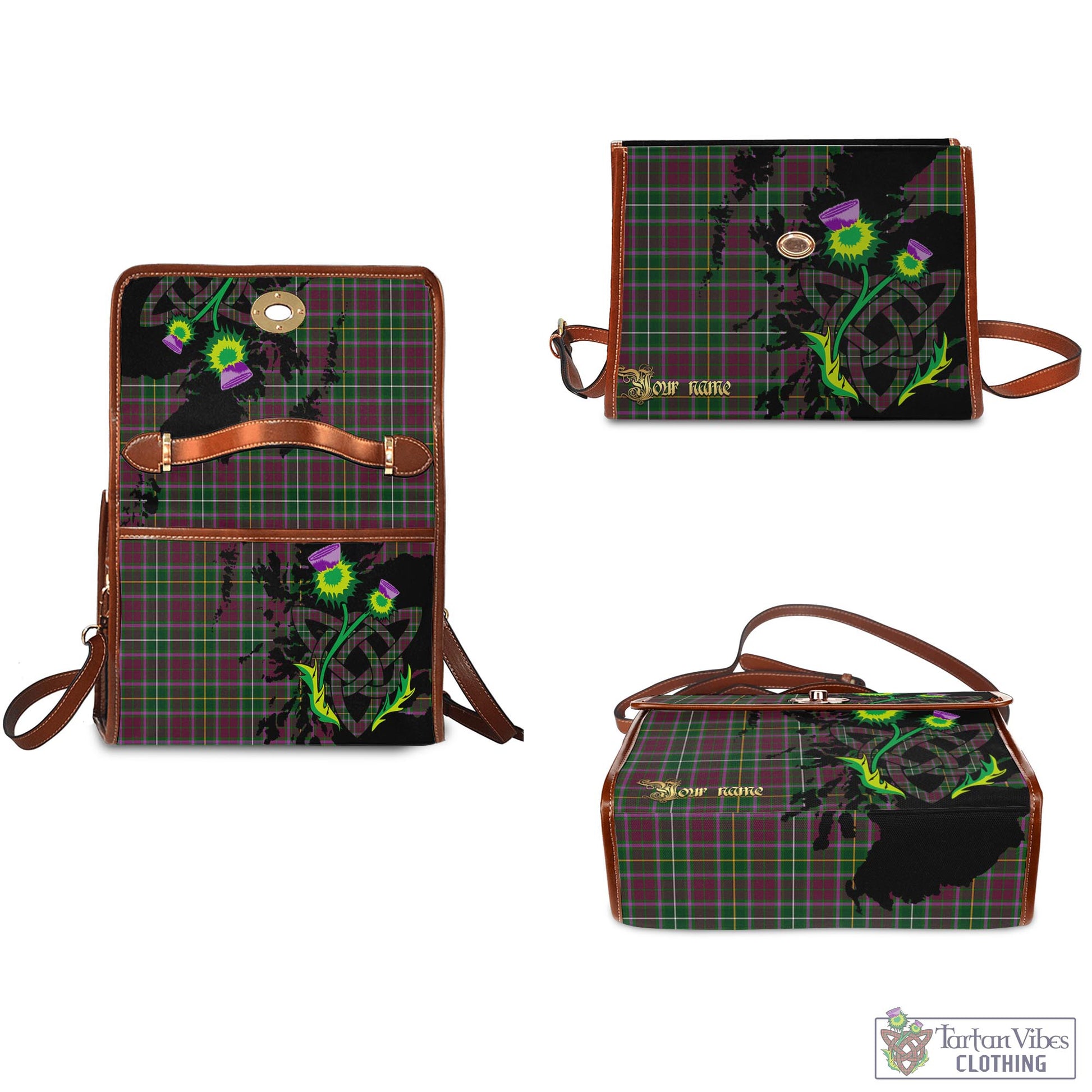 Tartan Vibes Clothing Crosbie Tartan Waterproof Canvas Bag with Scotland Map and Thistle Celtic Accents