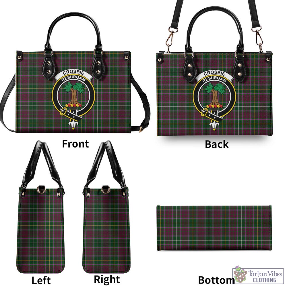 Tartan Vibes Clothing Crosbie Tartan Luxury Leather Handbags with Family Crest