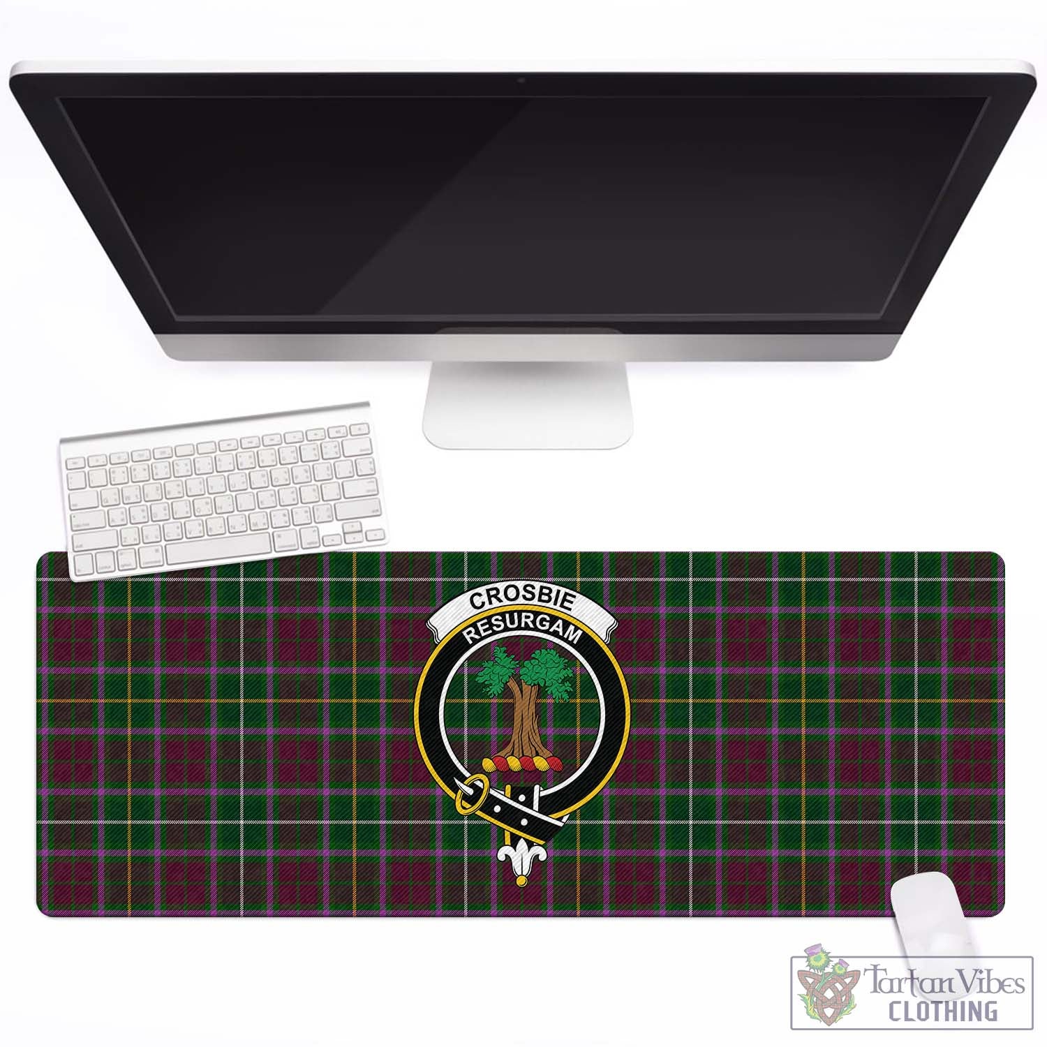 Tartan Vibes Clothing Crosbie Tartan Mouse Pad with Family Crest