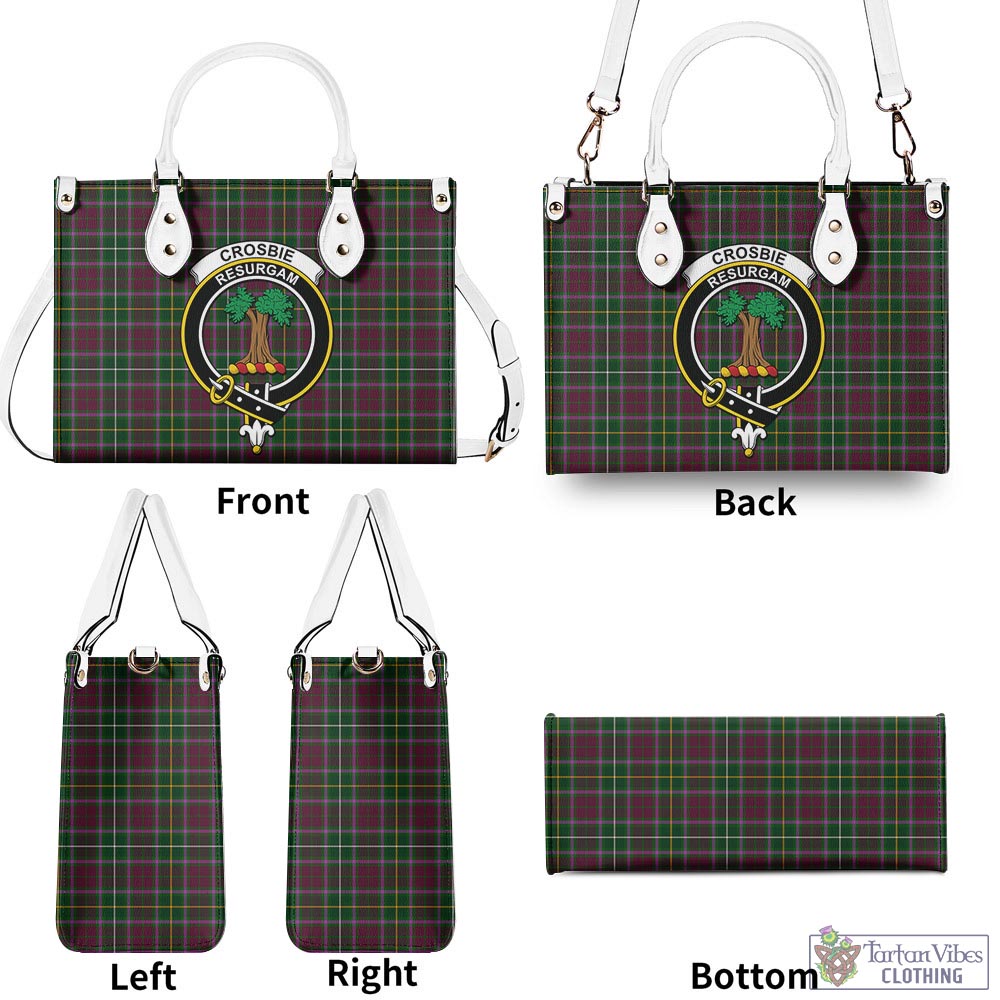 Tartan Vibes Clothing Crosbie Tartan Luxury Leather Handbags with Family Crest