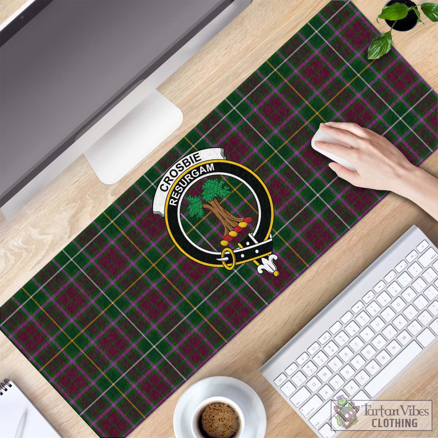 Tartan Vibes Clothing Crosbie Tartan Mouse Pad with Family Crest