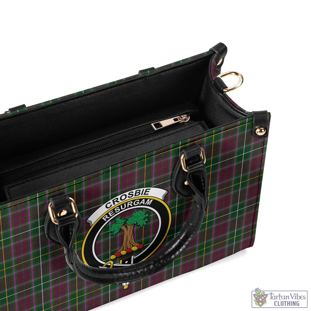 Tartan Vibes Clothing Crosbie Tartan Luxury Leather Handbags with Family Crest